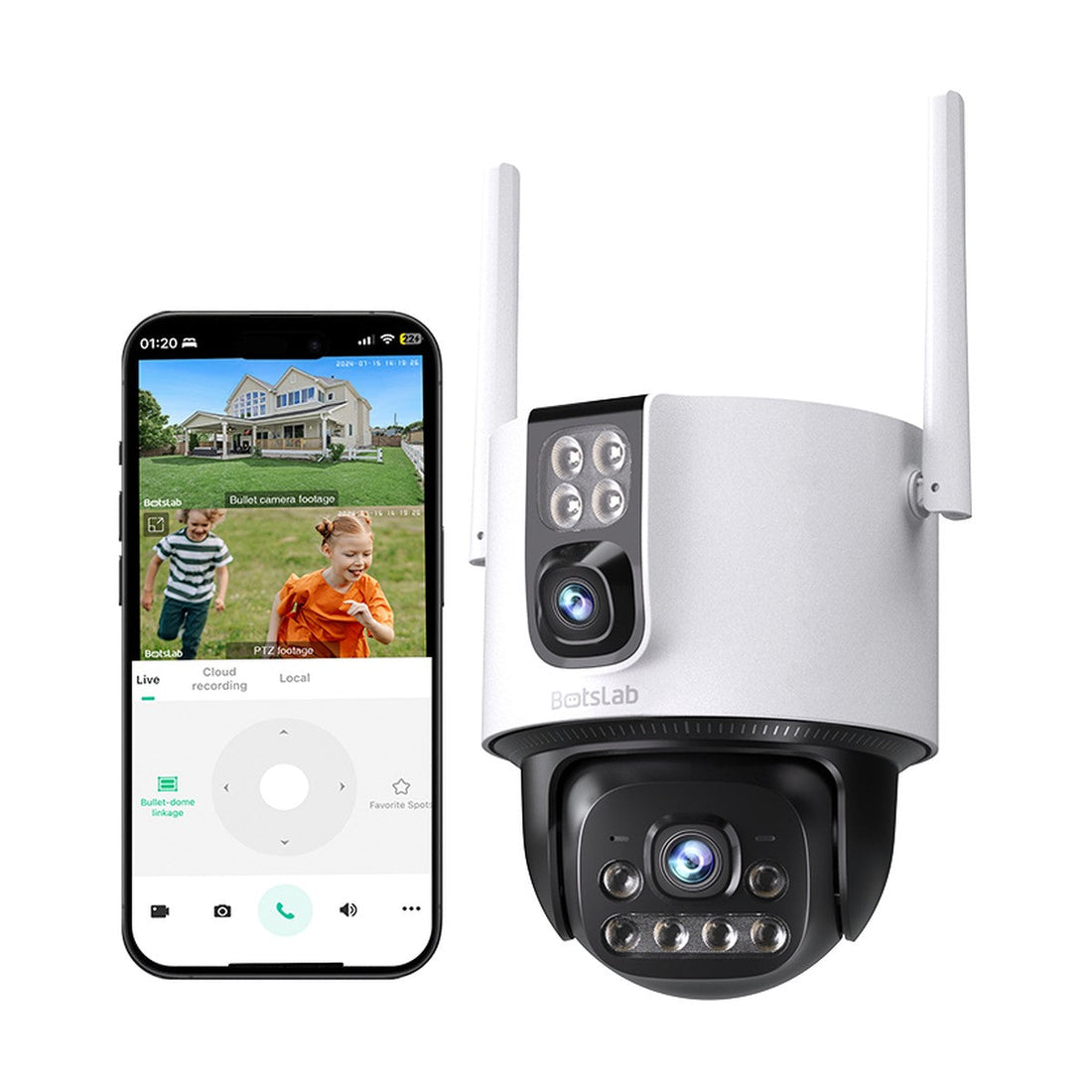Botslab W315 Dual Lens Outdoor PTZ WiFi Camera, 4MP + 4MP, view 6
