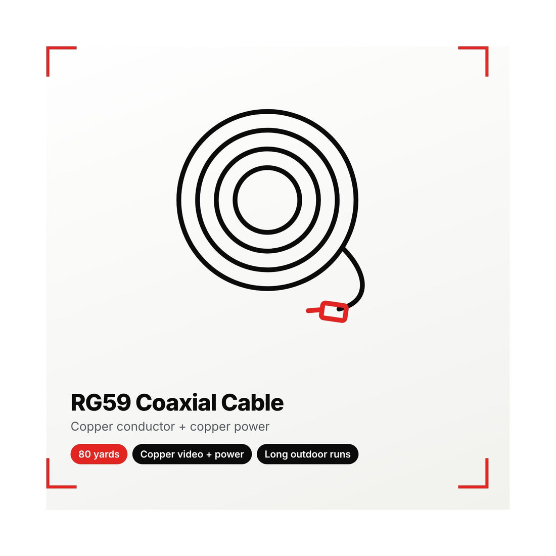 RG59 Coaxial Cable, copper conductor and copper power, illustration