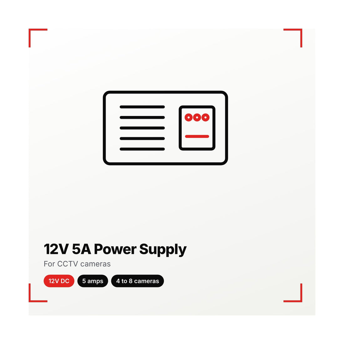 12V 5A Power Supply for CCTV Cameras, illustration